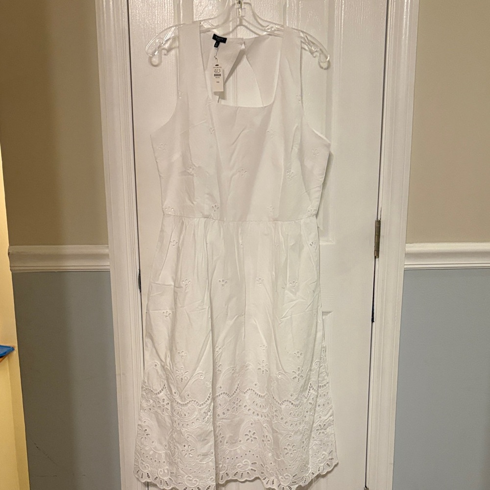 Talbots NWT White Sleeveless Eyelet Midi Dress